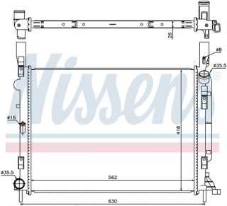 Радиатор охлаждения двигателя (с кондиционером) Рено Кенго 2  1.5Dci   08-  I  Nisens NIS637618 ― Vivaro